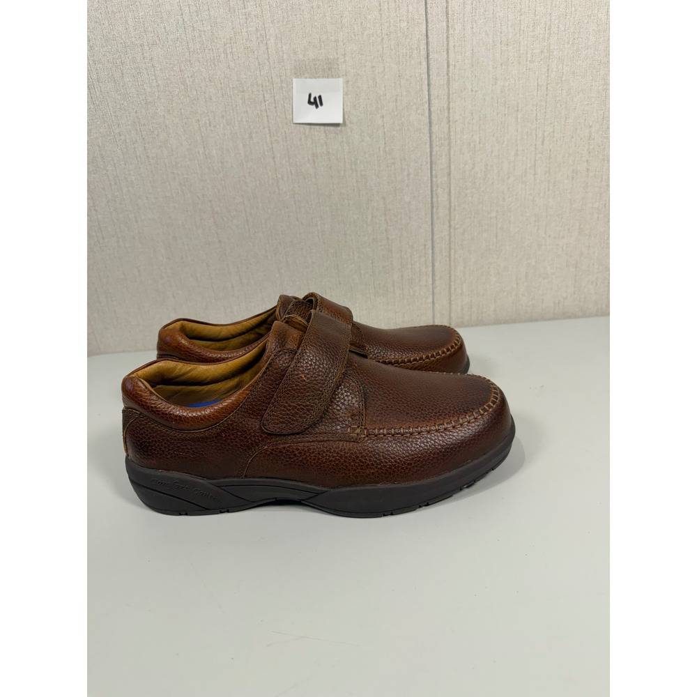 Dr. Comfort Scott Brown Leather Orthopedic Shoes 10.5 XW Hook Loop STK 9020 Men